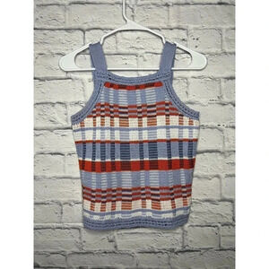 Banana Republic PLAID CROPPED SWEATER TANK XS.
